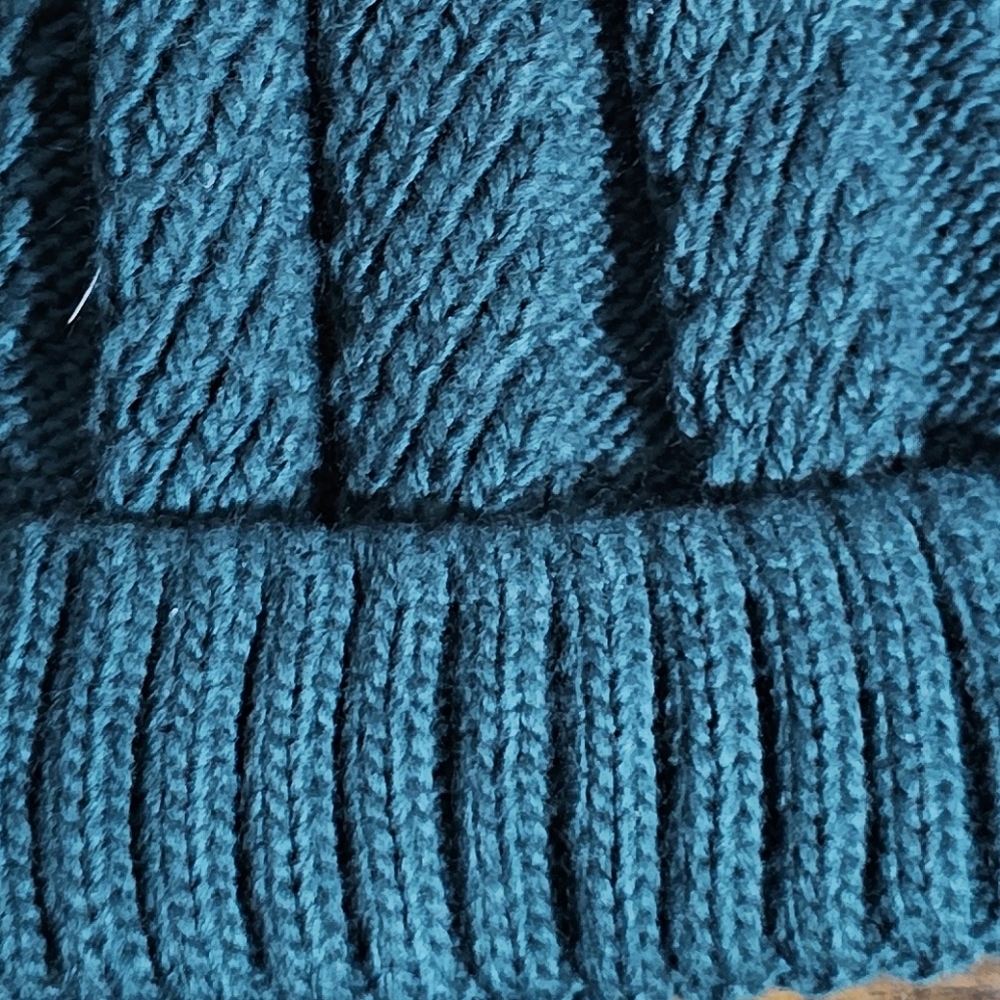 LOFT Teal Knit Hat with Pom Pom - Picture 4 of 4